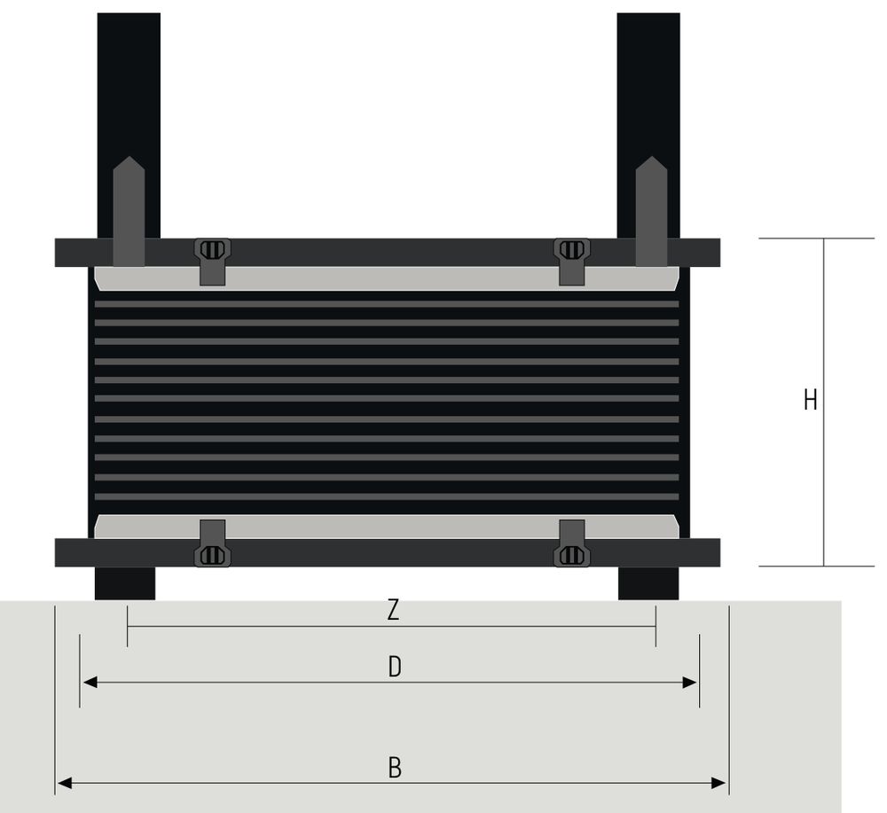 Laminated elastomeric bridge bearing cross-section to EN 1337-3